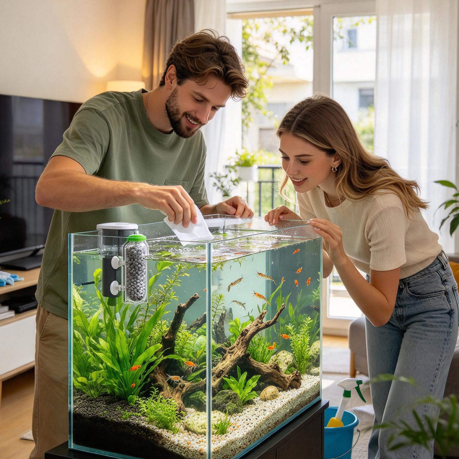 Aquarium Planted Tank Filter - Fish Tank Oxygen Diffuser Splash-Proof Oxygenation